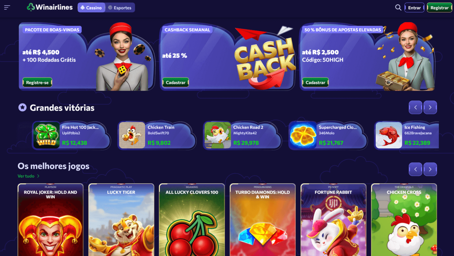 Bereitgestellter Screenshot der Startseite von WinAirlines